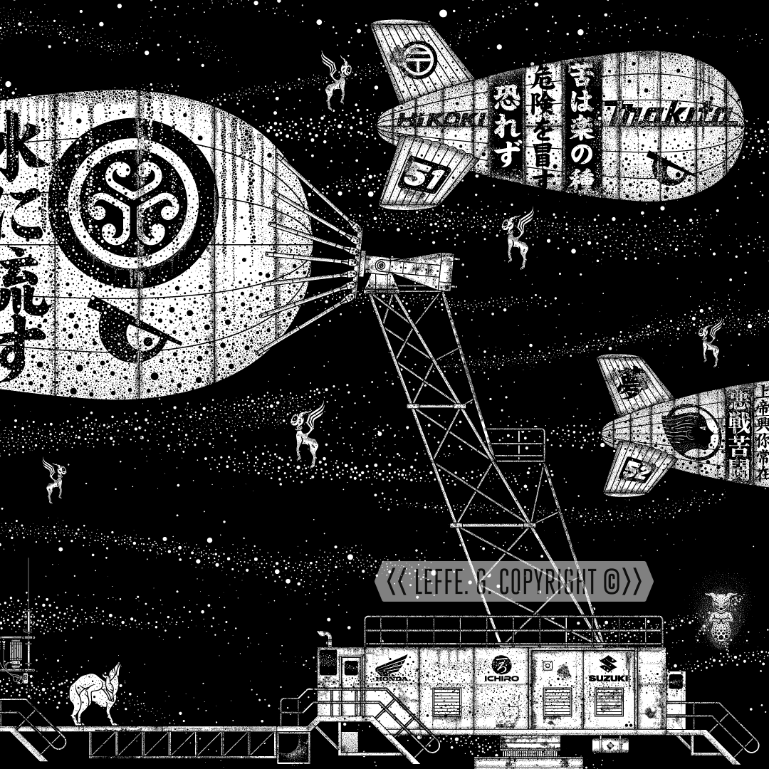 Dreaming Demons: Airships, Aerostats Giclée print by Leffe Goldstein. 夢見る悪魔。飛行船。版画。アートプリント